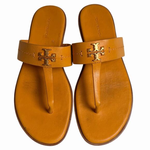 Tory Burch Shoes - Tory Burch Orange and Gold MINI EVERLY FLAT SANDAL size 7.5